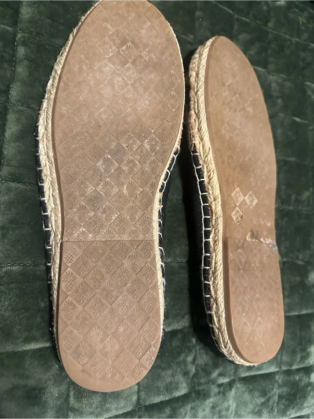 Tommy Bahama Black Canvas & Tan Leather Crossover Espadrille Flats